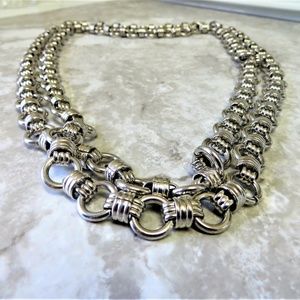Fancy Link Bold Runway Glam Statement Necklace